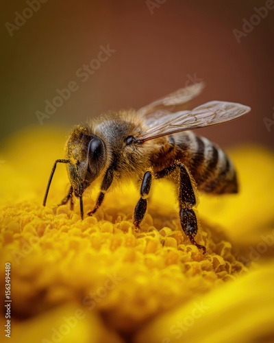 Wallpaper Mural Macro Photo of Honey Bee on Yellow Flower Torontodigital.ca
