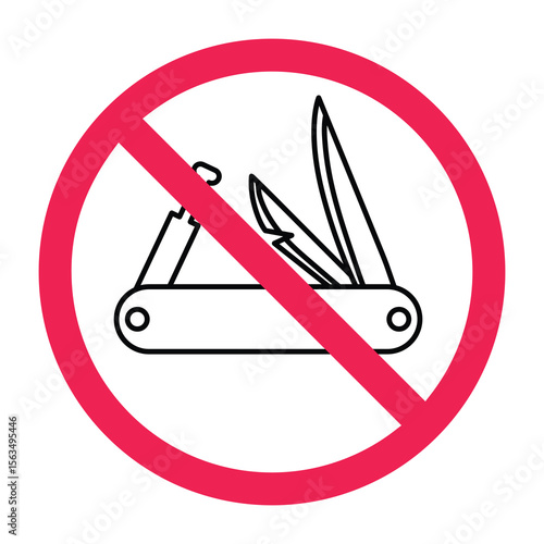 No multi tool sign, forbidden multitool knife sign, no edc multitool icon, prohibited camping multitool symbol, restricted folding utility tool icon