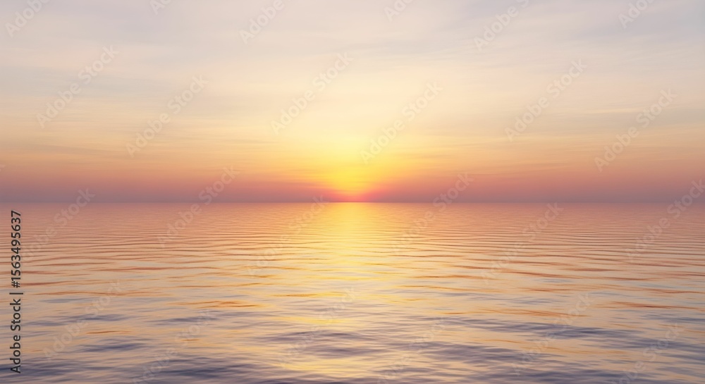 Obraz premium Vibrant Sunset Over Calm Ocean with Empty Space for Travel Branding