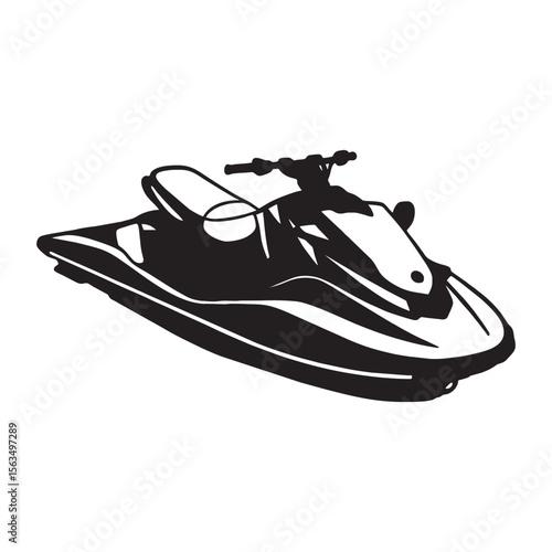 image of jet ski silhouette on white background