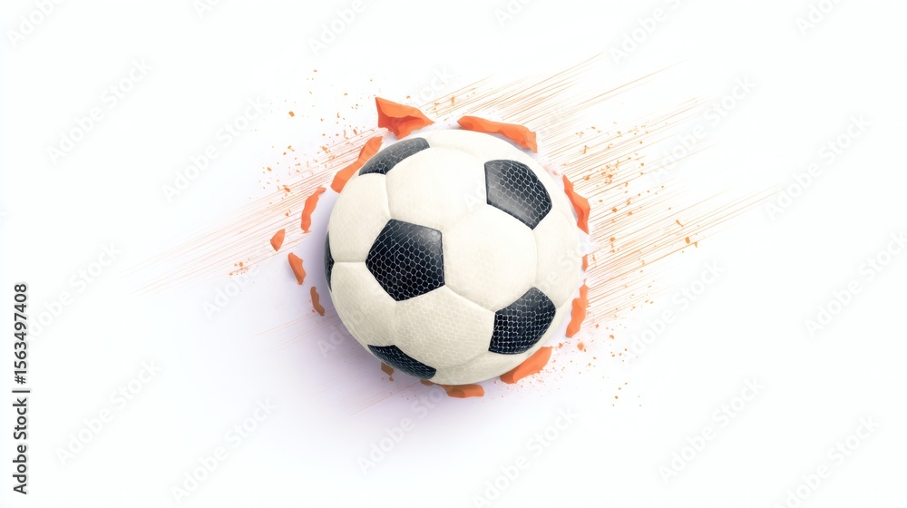 Fototapeta premium Dynamic Soccer Ball Burst with Motion Effect and Colorful Background