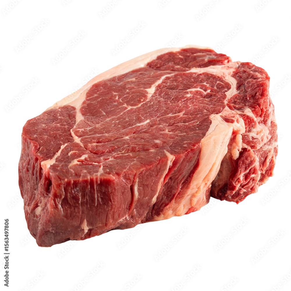 Raw marbled beef steak with fat marbling isolated on transparent background Raw marbled beef steak with fat marbling isolated on transparent background