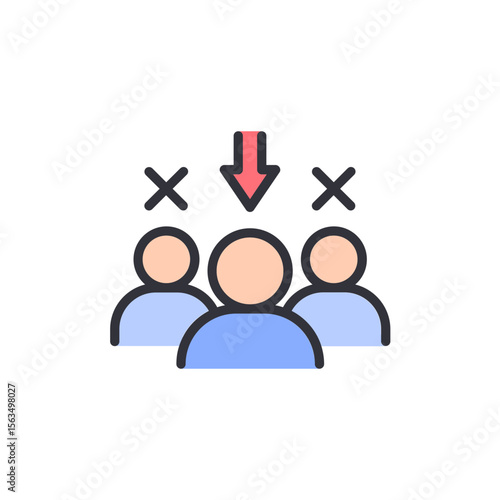 Candidate Selection Process With Arrow Symbol Among The People Icon