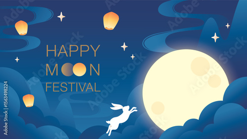 Vector illustration banner for Mid-Autumn festival.