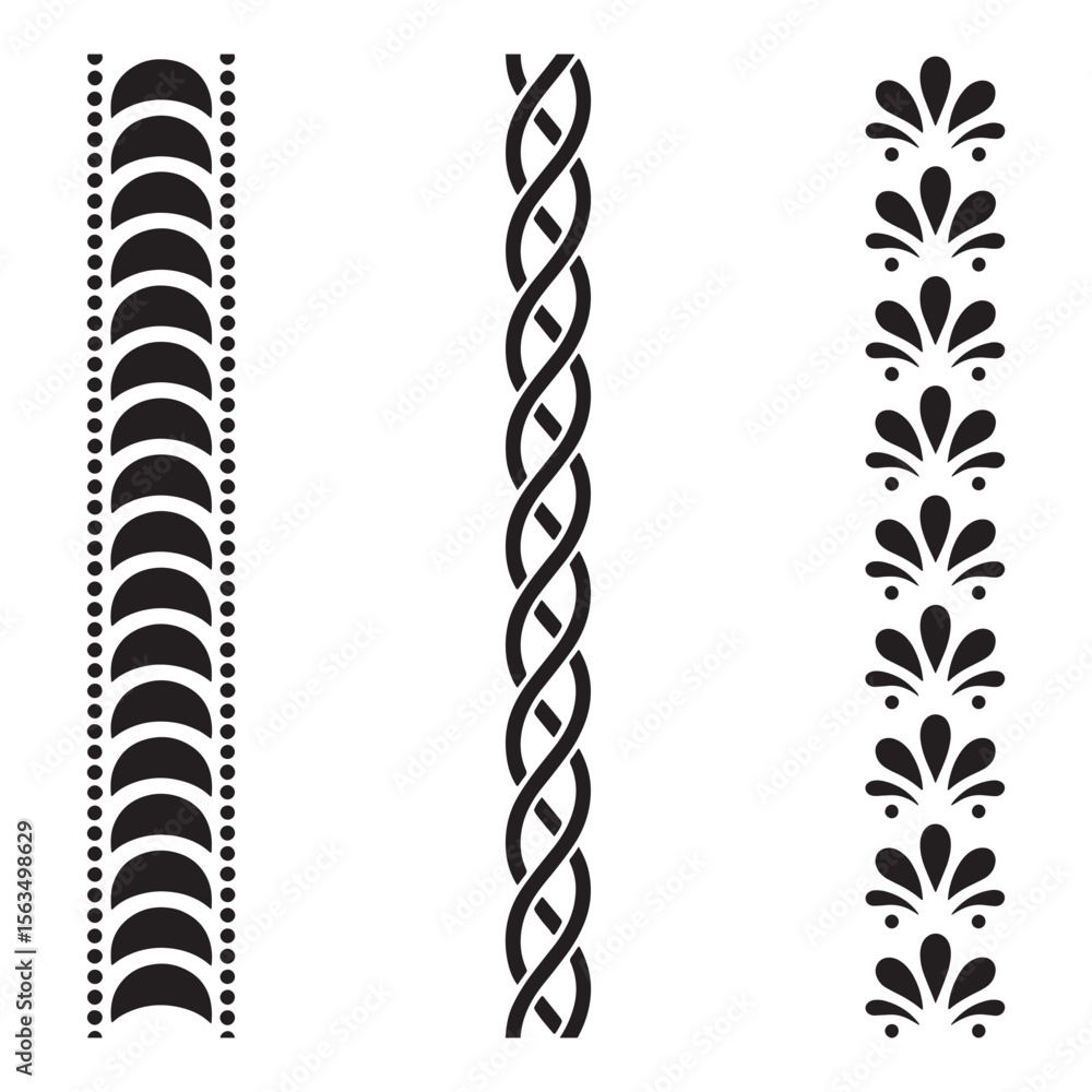 Obraz premium A Study in Borders Decorative Elements for Design Black and White Intricate Patterns Geometric Shapes Repeating Motifs Artistic Embellishments