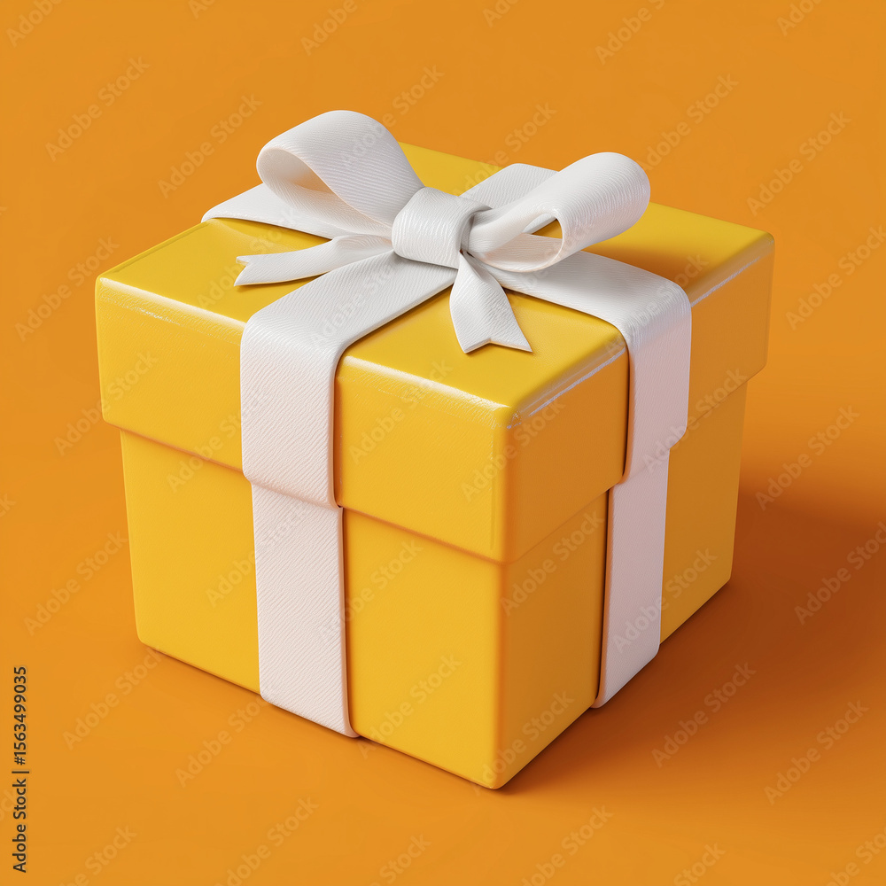 Yellow and White Minimalist Gift Box Mockup on Orange Background Yellow and White Minimalist Gift Box Mockup on Orange Background