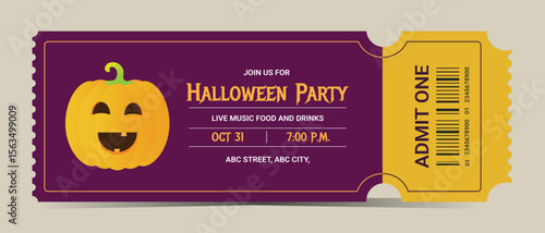 Halloween party invitation ticket template vector 