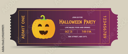 Halloween party invitation ticket template vector 