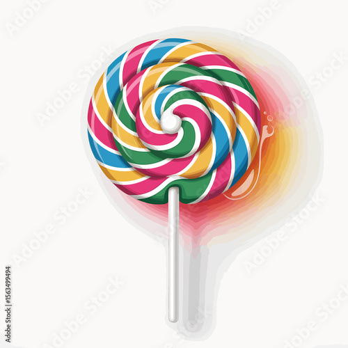 Vibrant Swirl A Digital Illustration of a Colorful Lollipop