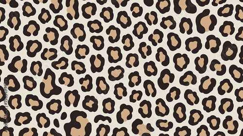 Seamless Leopard Print Pattern Black and Beige Animal Skin Texture Design