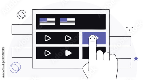 Click to Play Trading Discussion Vector Artwork
Interactive Trading Talk Vector with Click Button