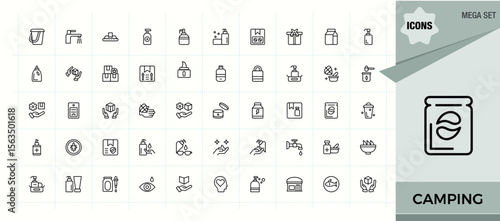 Care Products line icon set. Dermatology icon set. Included skin products, health, beauty, cosmetic, mask, care and more. Vector collections.