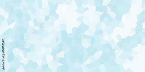 Geometric mosaic artwork featuring numerous irregular shapes in varying shades of blue and white that create a crystalline and textured effect suitable for design projects.