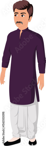Indian man, indian characters, indian old man, young man, servant, cartoon character design, character, man