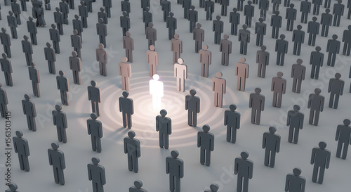 Wallpaper Mural One Bright Figure Standing Out in a Crowd, Symbolizing Leadership, Uniqueness, and Influence Torontodigital.ca