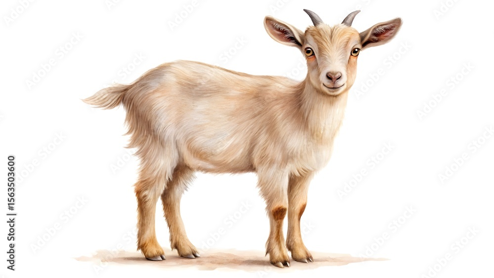 Fototapeta premium Watercolor painting of a young goat
