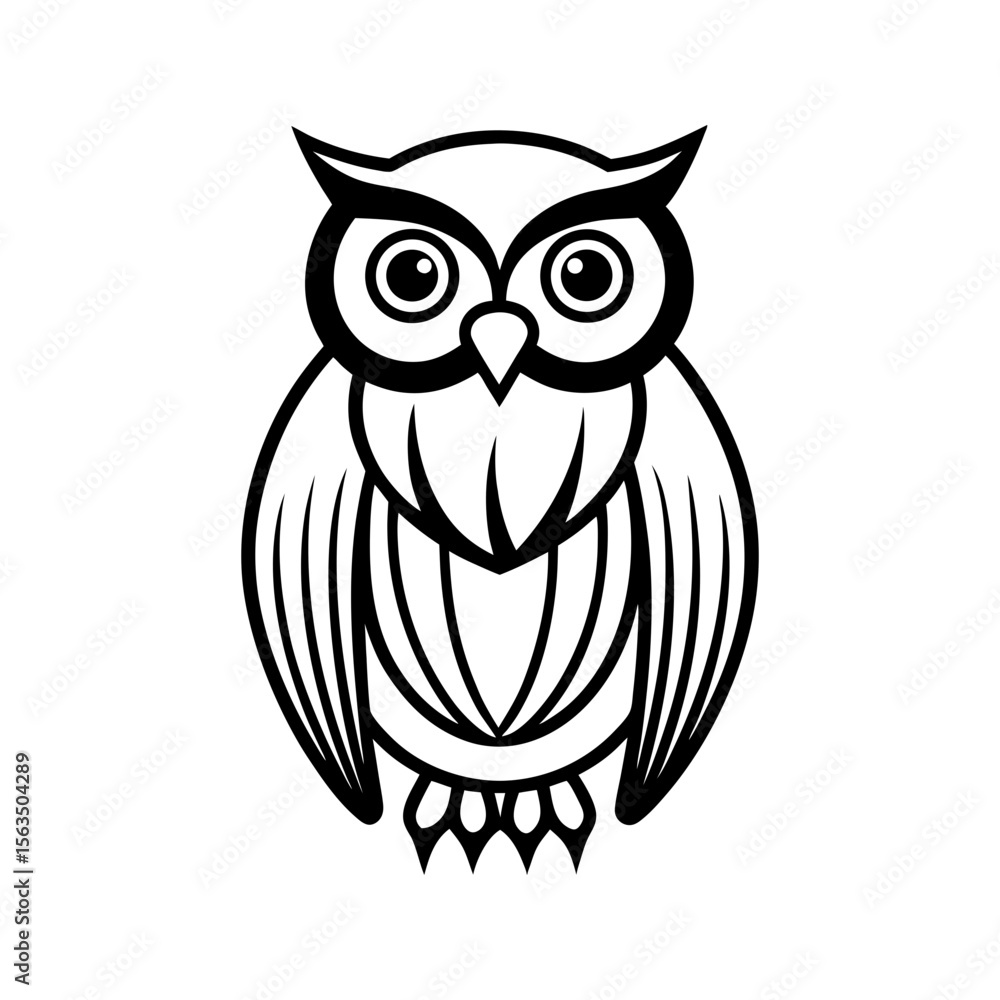 Fototapeta premium Vector art of a black owl standing 