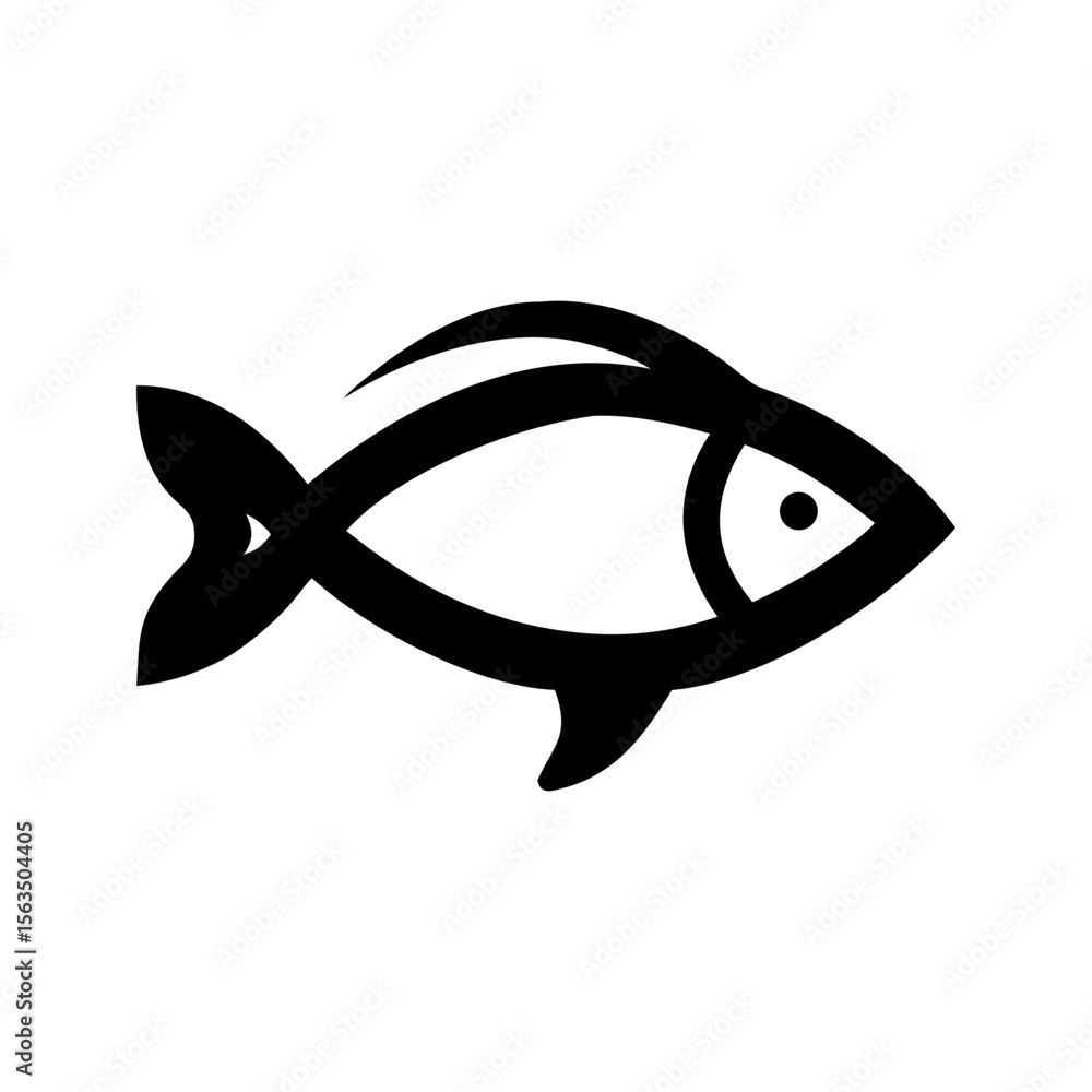 Obraz premium Vector art of a black outline fish
