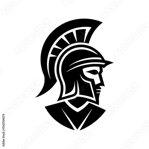 Vector art of a profile of a spartan warrior wearing a helmet