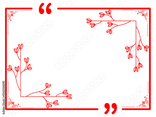 Elegant Red Floral Corner Frame Quote Template Design