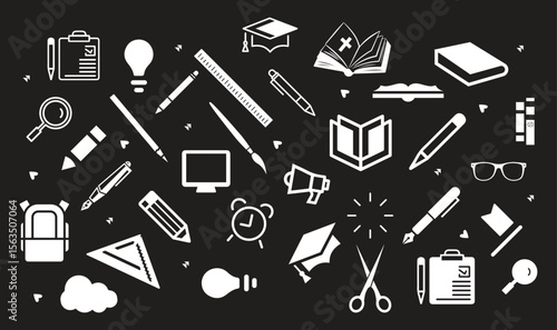 Cartoon stationery vector seamless pattern