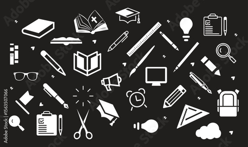 Cartoon stationery vector seamless pattern