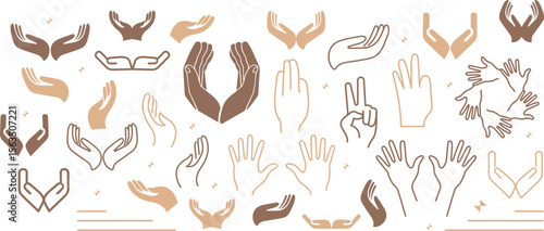 Hand vector silhouette, detailed hand gestures, positions, signs. Ideal arm, hands for illustrations, logos, icons. High quality graphics showcasing human interaction, expression