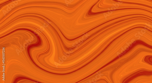 Fluid swirl abstract artwork in orange tones with wavy, hypnotic flow.. 