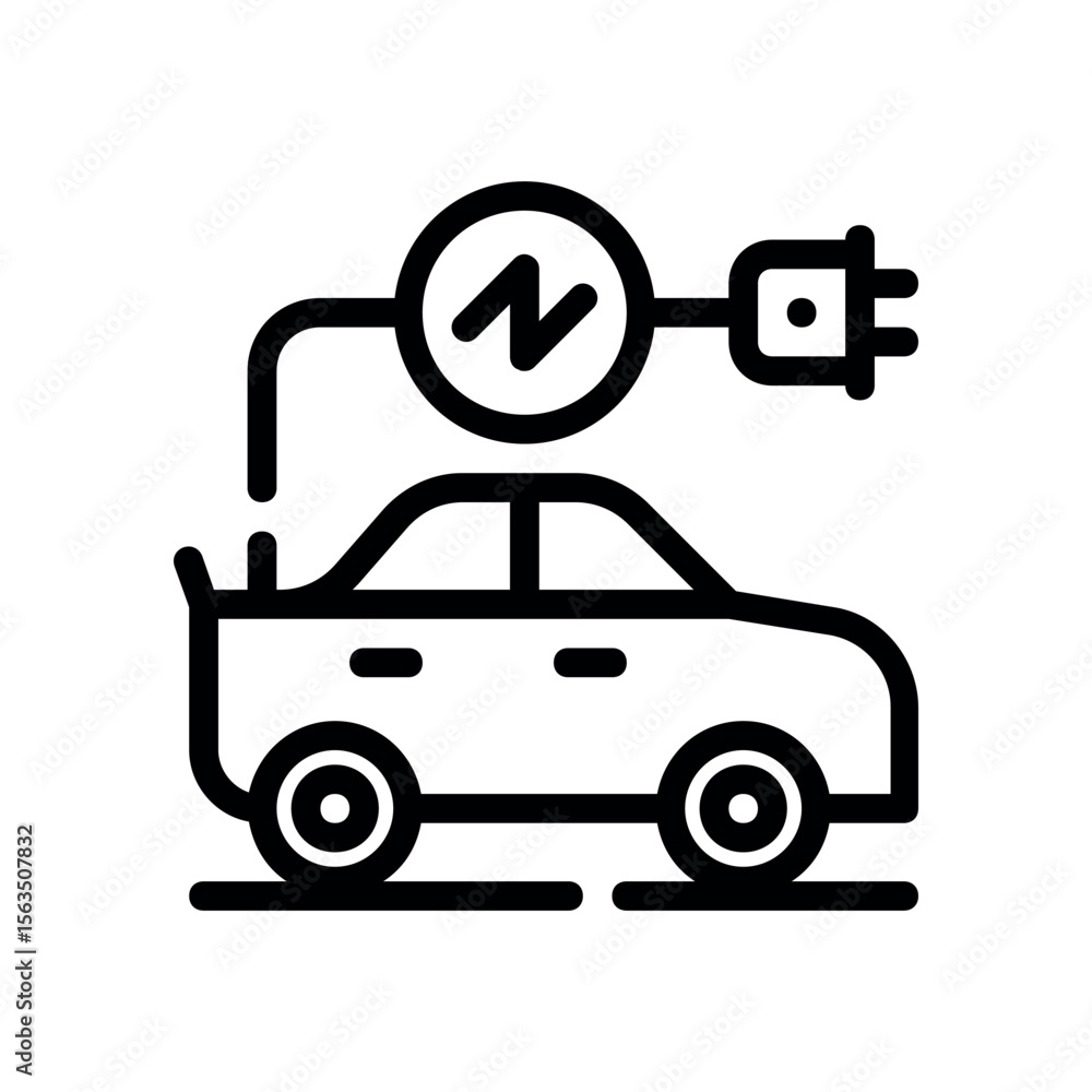 Illustration of electric vehicle charging station icon for ev car plug in point and renewable energy technology 100 vector Illustration of electric vehicle charging station icon for ev car plug in point and renewable energy technology 100 vector