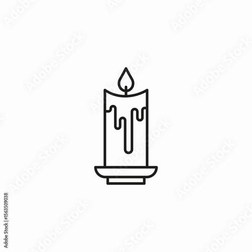 lit wax candle icon sign vector