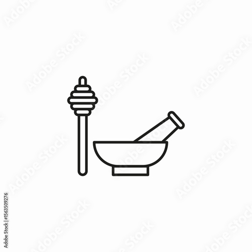 mortar honey dipper icon sign vector