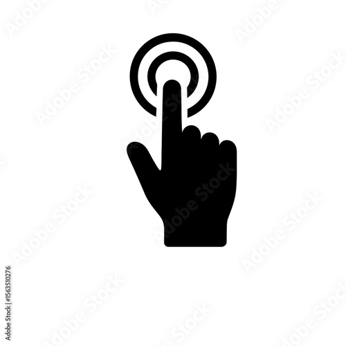 Solid icon of hand touching screen – smart home interface interaction