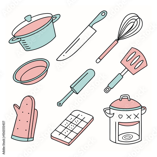 Kitchen Utensils Collection Pink Mint cooking baking