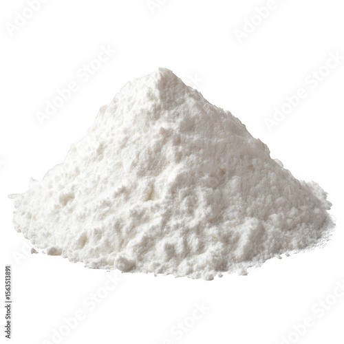 A pile of fine white powder isolated on a transparent background isolated on transparent background