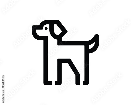 Simple black line art dog icon