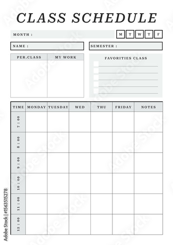 Class Schedule Template Pages