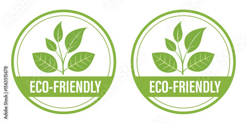 Eco-friendly product label design with green leaves, symbolizing sustainable and environmentally conscious practices for various goods and services.