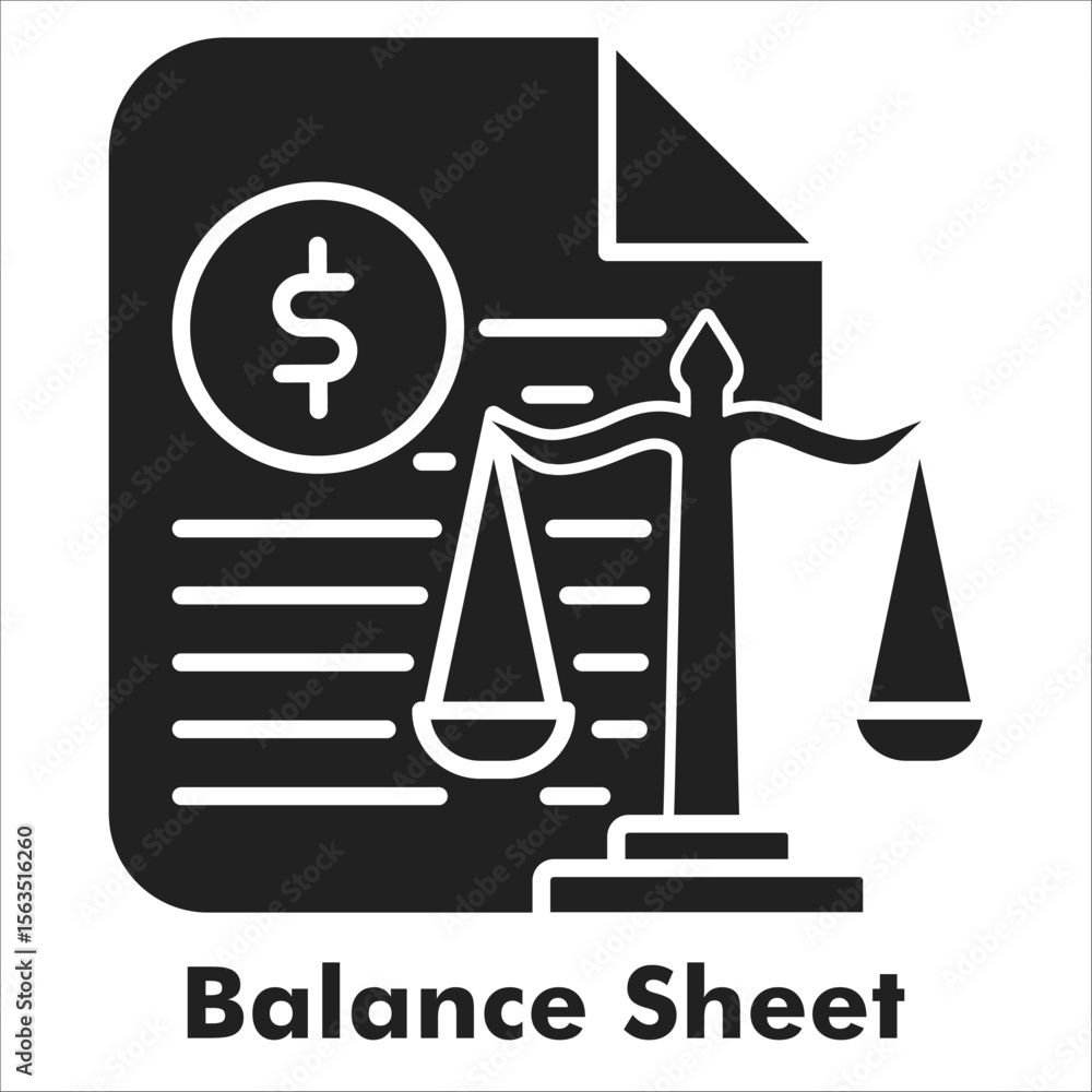 Fototapeta premium Balance Sheet Icon - Glyph Style