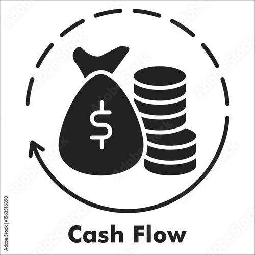 Cash Flow Icon - Glyph Style