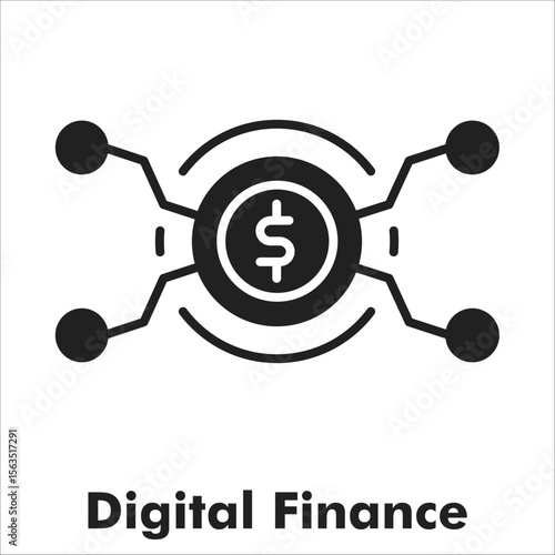 Digital Finance Icon - Glyph Style