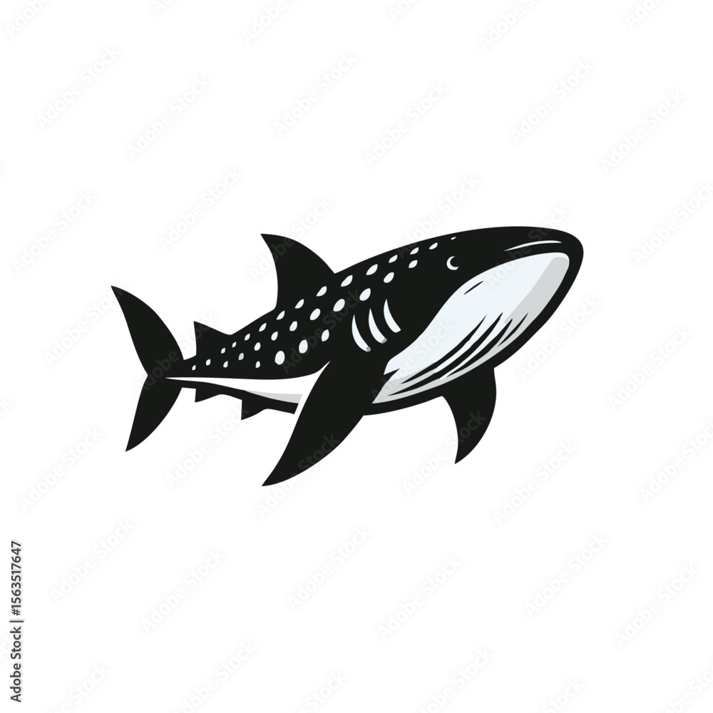 Fototapeta premium Whale Shark logo icon design illustration black white
