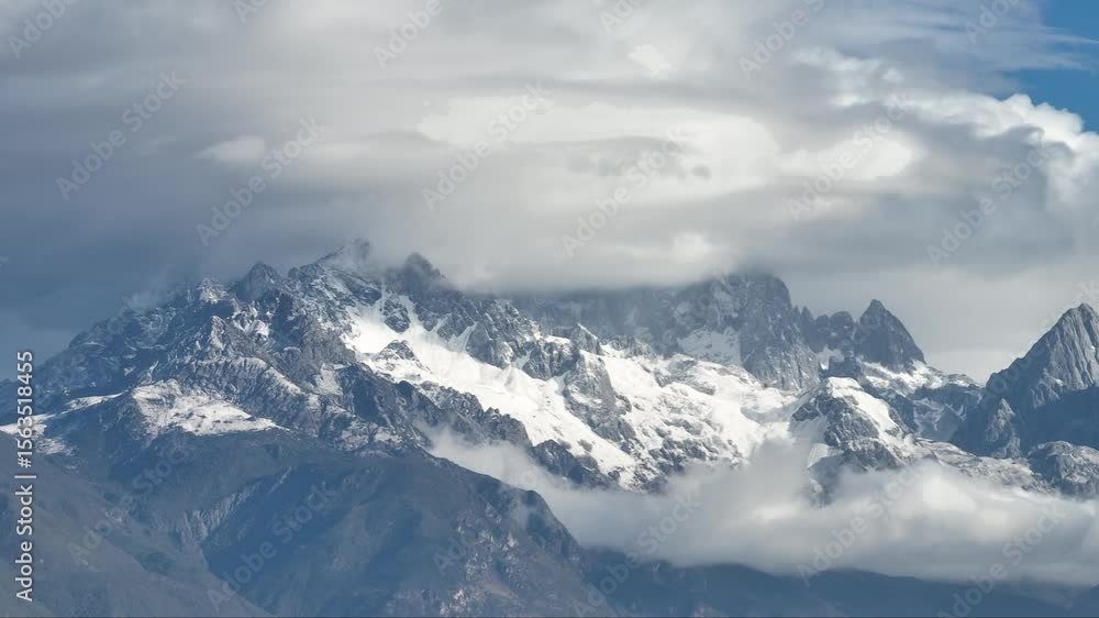 Aerial view of snow capped mountains, China. Aerial view of snow capped mountains, China.