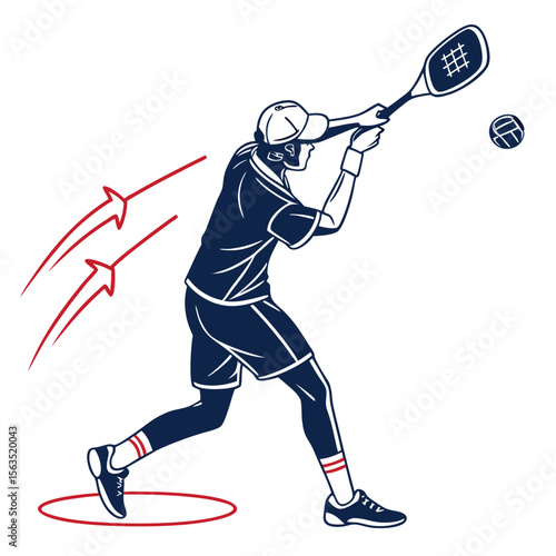 Athletic person hitting pickleball with racket sport athlete