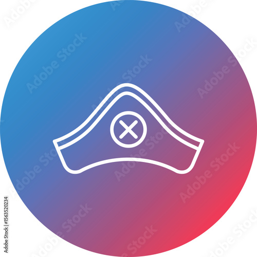 Pirate Cap Line Gradient Circle Background Icon