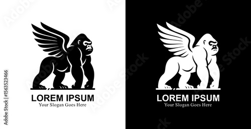 Winged gorilla logo design with modern style
