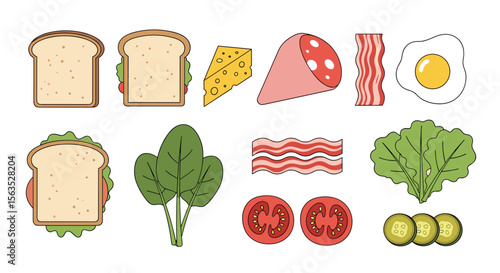 Delicious sandwich ingredients ready for assembly fresh food components for a tasty meal preparation