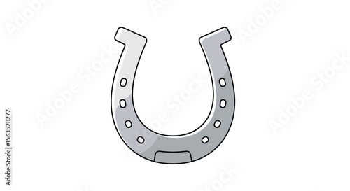 A classic silver horseshoe with nail holes and a subtle shine for good luck