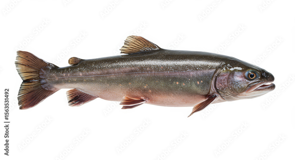 Fototapeta premium Whole trout profile isolated