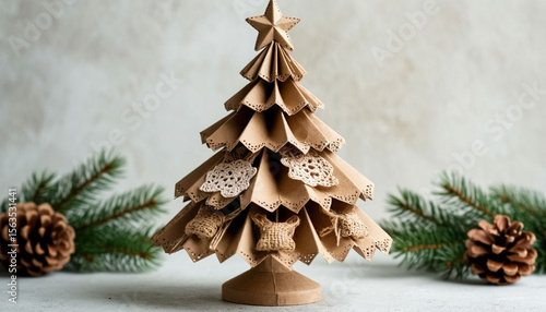 Christmas tree made of kraft cardboard eco-friendly decor