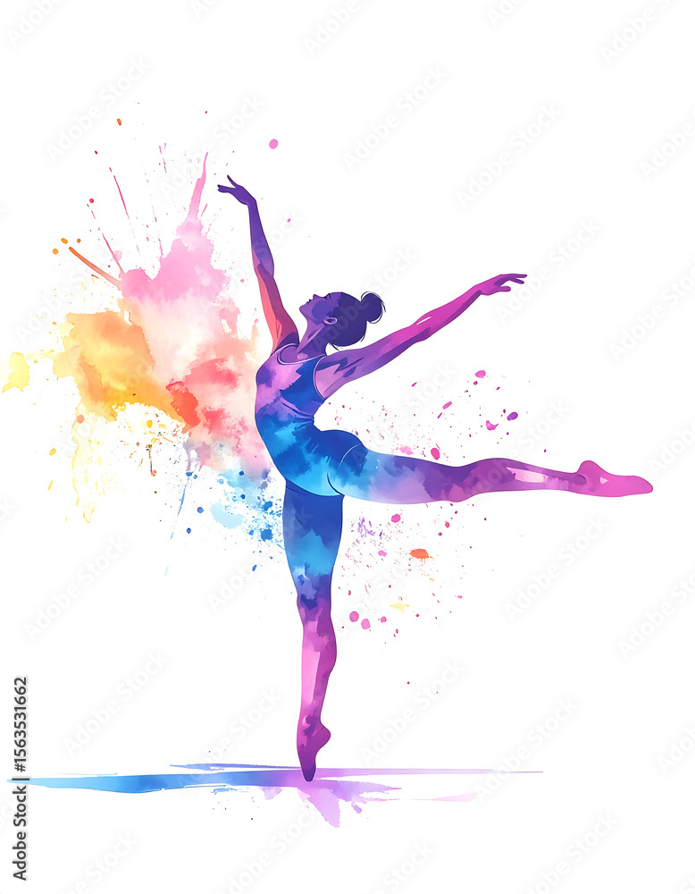 Obraz premium Watercolor-style illustration of Gymnastic, soft pastel tones and watercolor textures